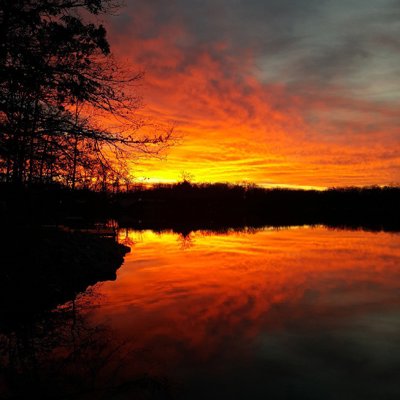 Vibrant Peaceful Sunset Lake Reflections Quiet Evening Atmosphere Panorama.jpg